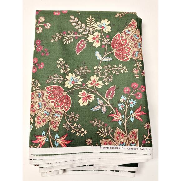Vtg Joan Kessler Cotton Fabric 43x110" Floral Paisley Concord Fab Quilting Sew - Picture 1 of 2